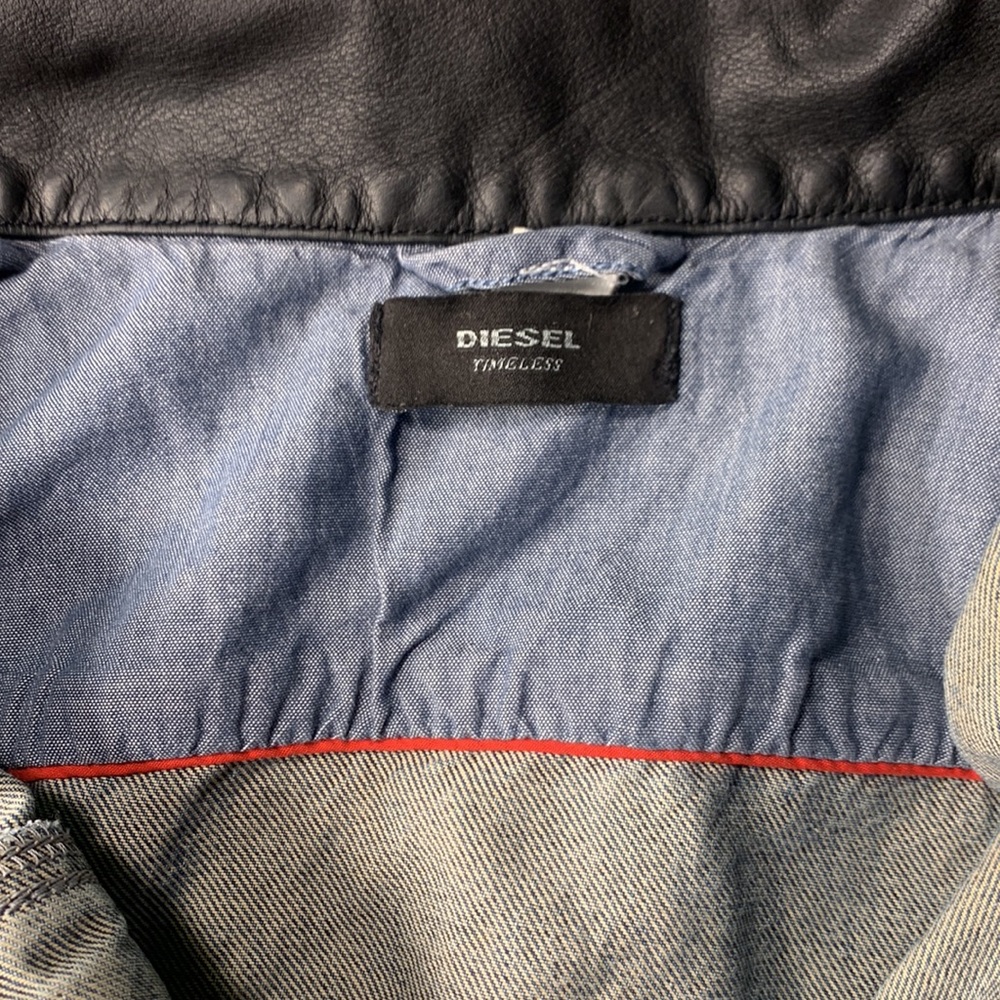 Diesel Jean Jacket with leather collar • Size L